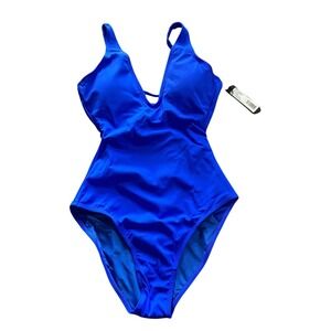 TA3 NWT Plungey One Piece Swimsuit Sapphire Blue Size XS Reg/Long Slimming
